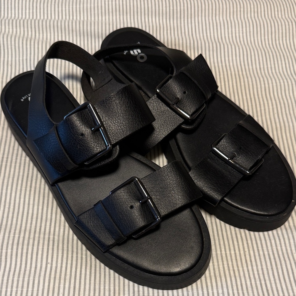 Black Leather Sandals